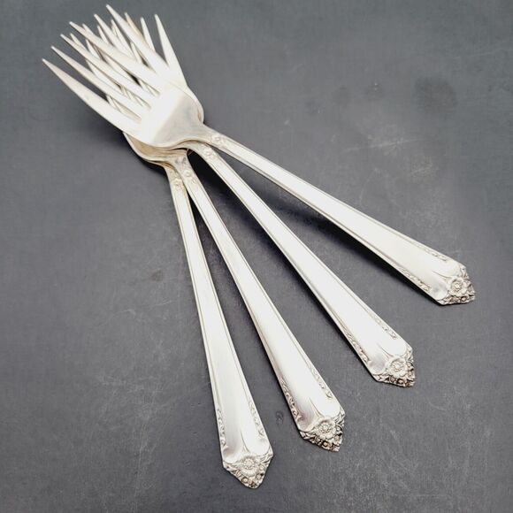 Set 4 Rogers STARLIGHT 50's International Reinforced Plate Flatware Salad Fork - Picture 6 of 8
